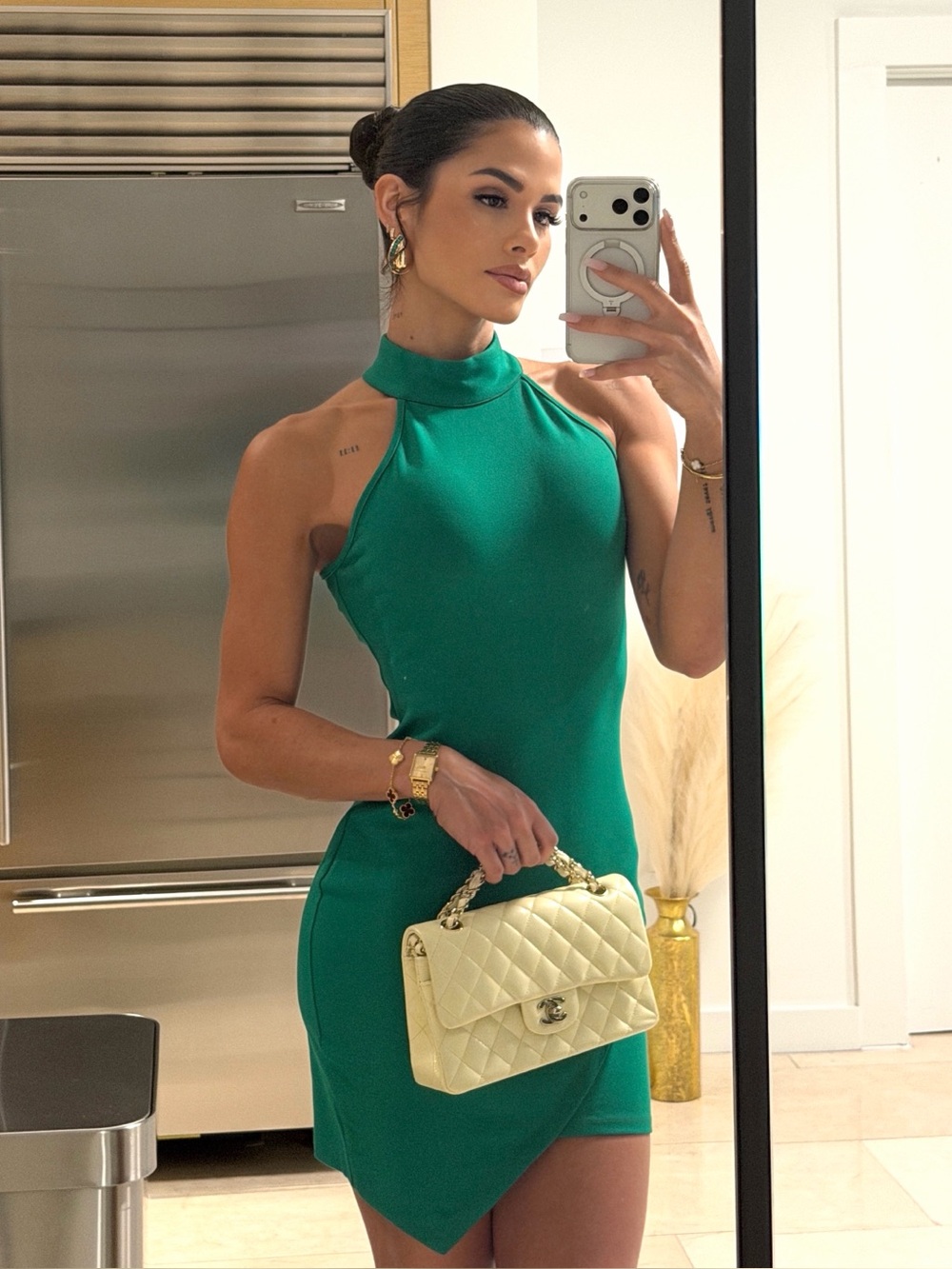 superdown Emerald Green Halter Mini Dress